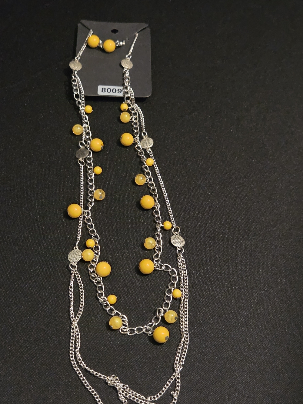 Paparazzi Yellow Beaded Multi-Chain Necklace and Earring Set NWT